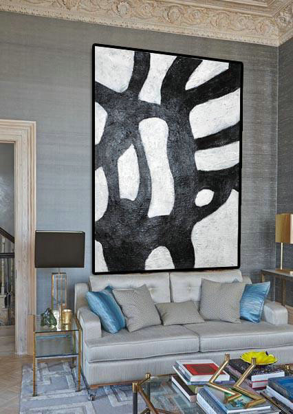 Extra Large Canvas Art,Black And White Minimal Painting On Canvas - Canvas Painting Wall Decor